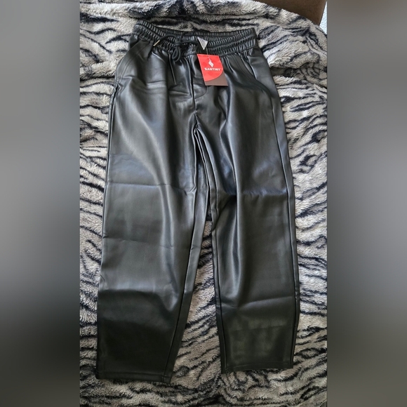 SANTINY Women's Faux Leather Pants #1169 - Picture 2 of 12